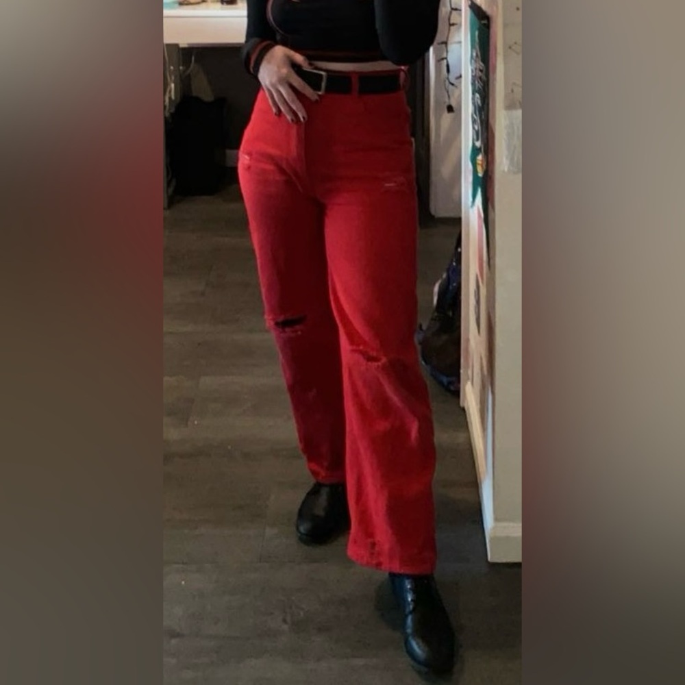Red Ripped Jeans - Picture 2 of 2